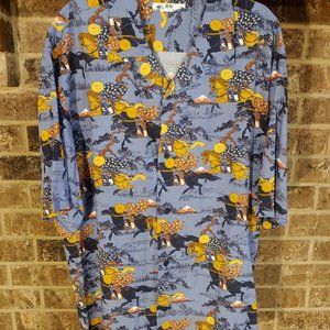 Uniqlo Men Open Collar Short Sleeve Button Down Shirt